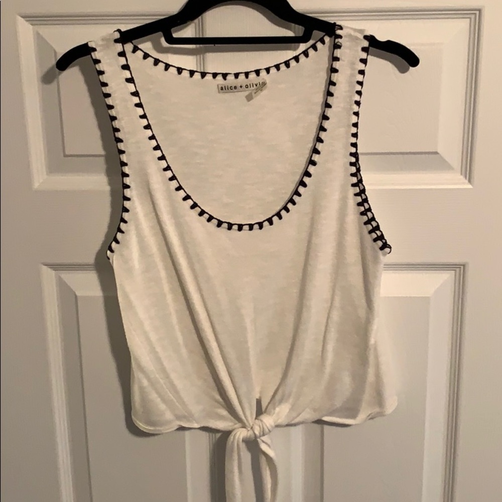 Alicia + Olivia WHT with BLK trim Tie top Small